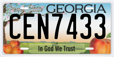 GA license plate CEN7433