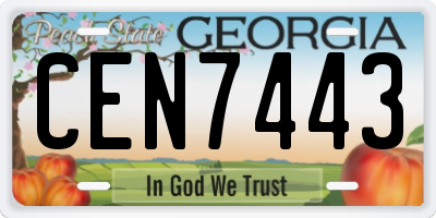 GA license plate CEN7443