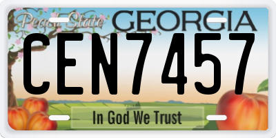 GA license plate CEN7457
