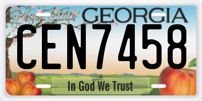 GA license plate CEN7458