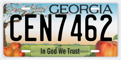 GA license plate CEN7462