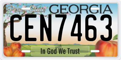 GA license plate CEN7463
