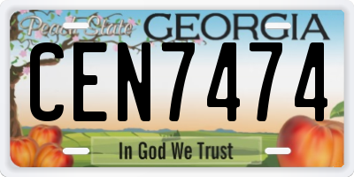 GA license plate CEN7474