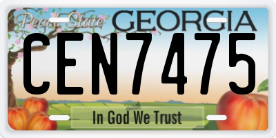 GA license plate CEN7475