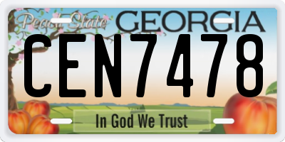 GA license plate CEN7478