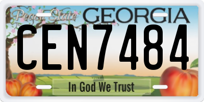 GA license plate CEN7484