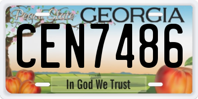 GA license plate CEN7486