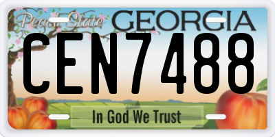 GA license plate CEN7488