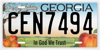 GA license plate CEN7494