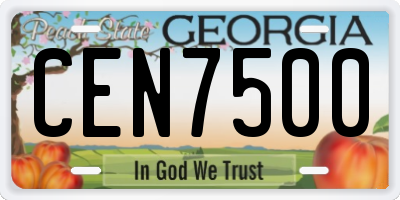 GA license plate CEN7500