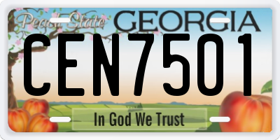 GA license plate CEN7501