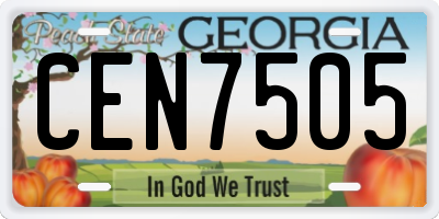 GA license plate CEN7505
