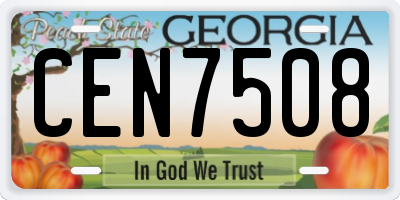 GA license plate CEN7508