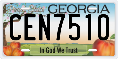 GA license plate CEN7510