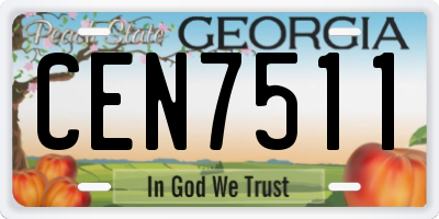 GA license plate CEN7511