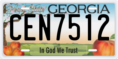 GA license plate CEN7512