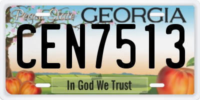 GA license plate CEN7513
