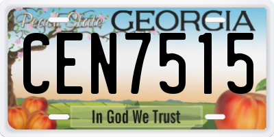 GA license plate CEN7515