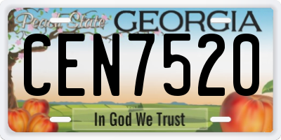 GA license plate CEN7520
