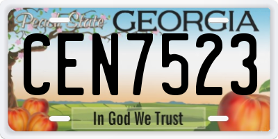 GA license plate CEN7523