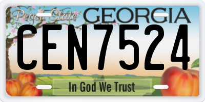 GA license plate CEN7524