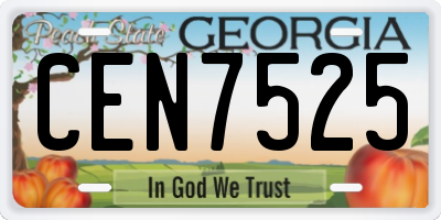 GA license plate CEN7525