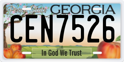 GA license plate CEN7526