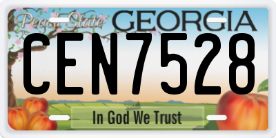GA license plate CEN7528