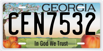 GA license plate CEN7532