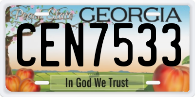 GA license plate CEN7533