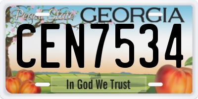 GA license plate CEN7534