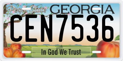 GA license plate CEN7536