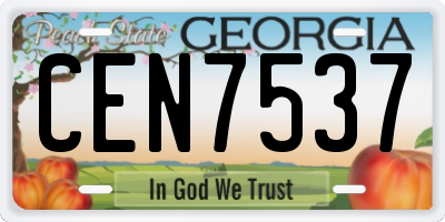 GA license plate CEN7537