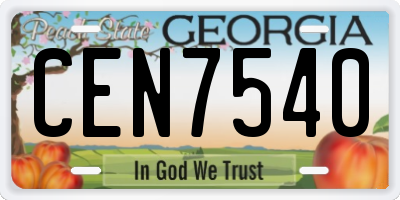 GA license plate CEN7540
