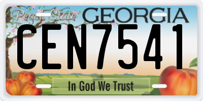 GA license plate CEN7541