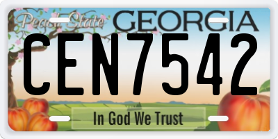 GA license plate CEN7542