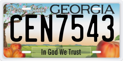 GA license plate CEN7543