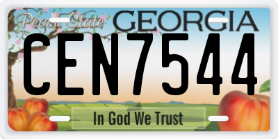 GA license plate CEN7544