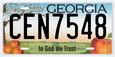 GA license plate CEN7548