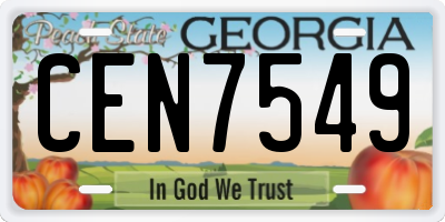 GA license plate CEN7549