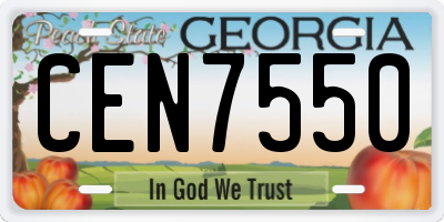 GA license plate CEN7550