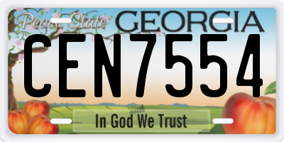 GA license plate CEN7554