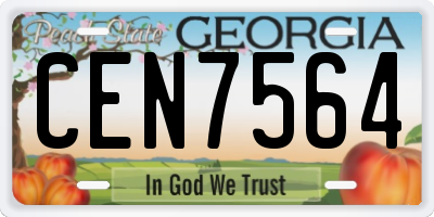 GA license plate CEN7564