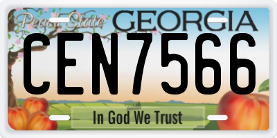 GA license plate CEN7566