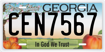 GA license plate CEN7567