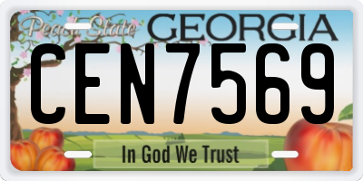 GA license plate CEN7569