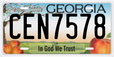 GA license plate CEN7578