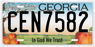 GA license plate CEN7582