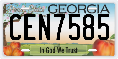 GA license plate CEN7585