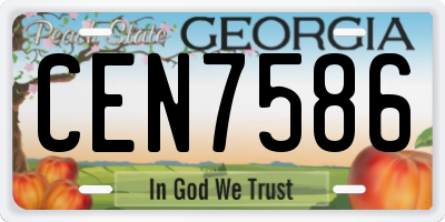 GA license plate CEN7586